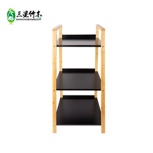 Estante de almacenamiento de bambú, diseño simple, estantería de madera maciza, almacenamiento para estudio, dormitorio, de pie, de tres niveles, multicapa - Product Image 2