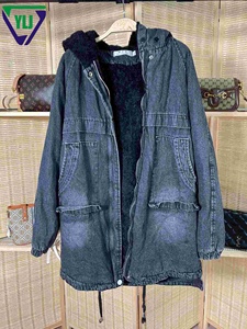 Giacca di jeans spessa di seconda mano giacca moda donna Casual inverno manica lunga uomo cappotto di jeans <span class=keywords><strong>vestiti</strong></span> usati in balle - Product Image 5