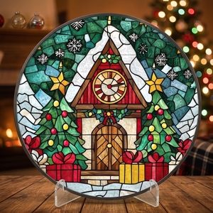 Attrape-soleil rond à suspendre pour fenêtre, décoration de Noël, horloge de cabane, cadeaux, flocon de neige, artisanat de vacances - Product Image 3