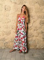 Ensemble d'articles naturels décoratifs longs dos nu pour femmes 100% coton Tie Dye été Boho Hippie Maxi robe ample col en V
