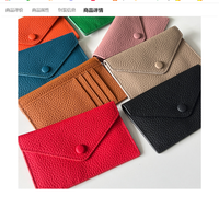 Dompet Koin Mini Kulit Sapi Stok Grosir untuk Pria dan Wanita, Banyak Slot Kartu, Tipis, Model Amplop