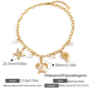 สร้อยคอจี้แฟชั่นฮาวายฤดูร้อน สร้อยคอเหล็กกล้าไร้สนิม 316L เครื่องประดับชุบทอง 14k 18k PVD สร้อยคอรูปเปลือกหอยสำหรับผู้หญิง - Product Image 6