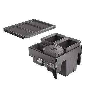 Pattumiera <span class=keywords><strong>Estraibile</strong></span> da <span class=keywords><strong>Cucina</strong></span> Sotto Lavello Doppio Contenitore in Acciaio con Montaggio Superiore e Laterale con Anta - Product Image 4