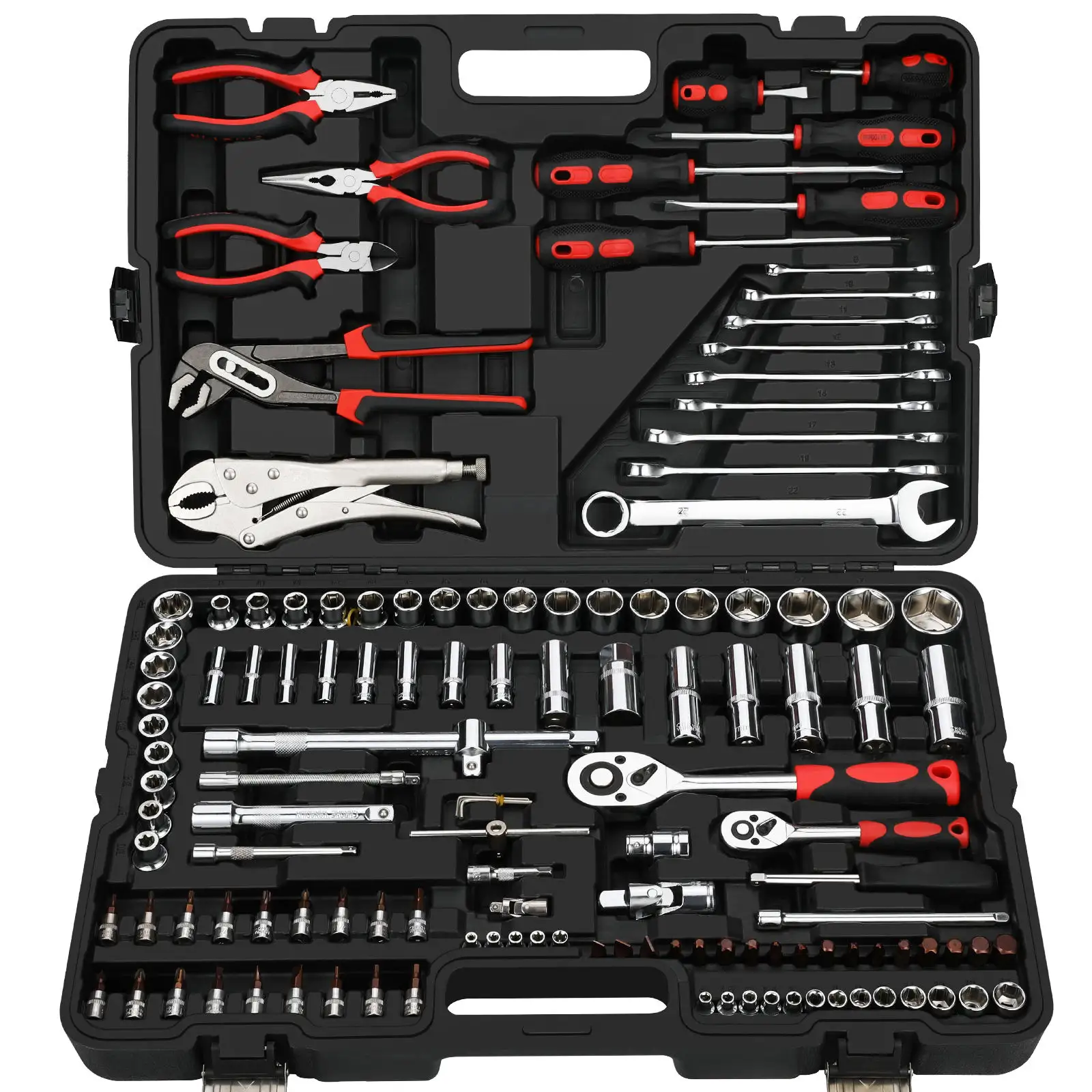 131-piece ratchet wrench socket tool set, automotive repair and maintenance tool kit