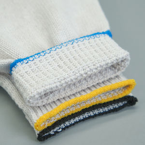 Guantes de Algodón de 30g/Par a Bajo Precio, Populares, Amarillos, con Borde Mecanizado, Duraderos, de Punto, Guantes de Algodón Natural Blanco, Antideslizantes - Product Image 6