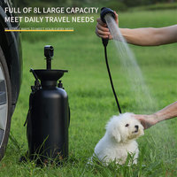 Douche portable pour animaux de compagnie en PE pressurisé de 8 L, réglable, pour les voyages, la randonnée, le surf, le camping, le jardin et la plage ; Pommeau de douche portable pour camping-car