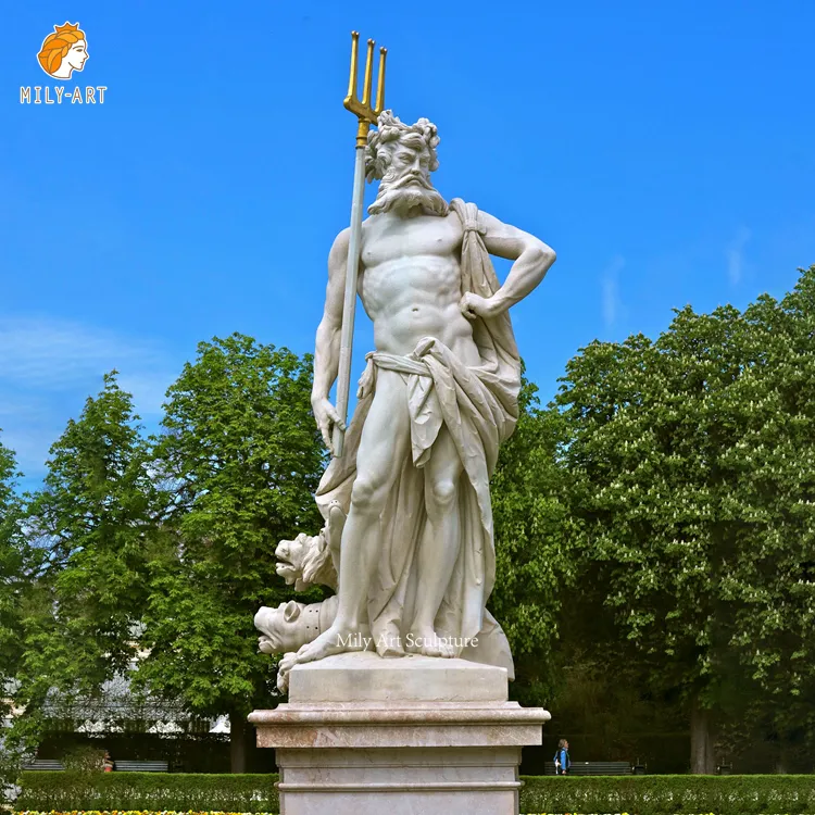 Di alta Qualità Antica Scultura In Marmo Greco Figure a Grandezza naturale Natura Pietra Classic Poseidon Nettuno Statua Per Piazza