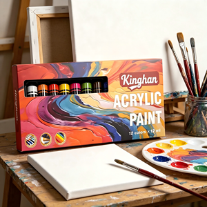 Juego de <span class=keywords><strong>Pintura</strong></span> Acrílica de 12 Colores, 12 ml, en Tubos de Aluminio con Caja de Colores, para Aprendizaje Artístico y Uso Principiante, Resistente al Agua y Fácil de Limpiar - Product Image 6