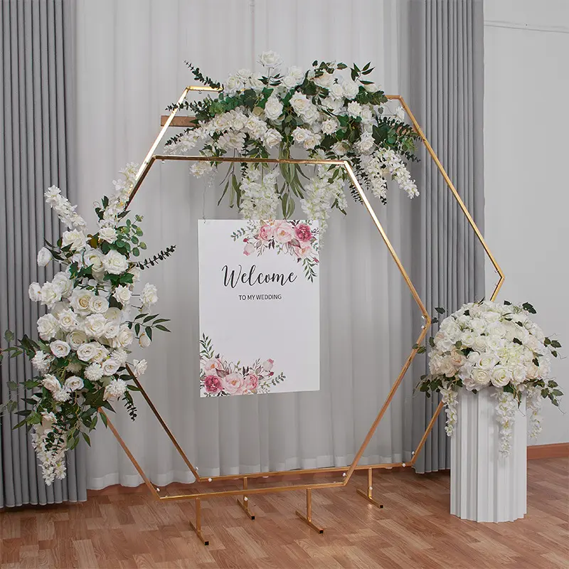 Artificial Rose Flowers Stand Large Clear Event Party Set Centerpiece Flower Row Arch Table Stage Wedding Decoration Backdrop