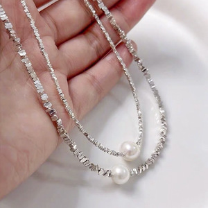 S925 gümüş 9-10mm doğal tatlı su incisi kolye ışık lüks moda köprükemiği çerçeve ayarı için mükemmel hediye - Product Image 4