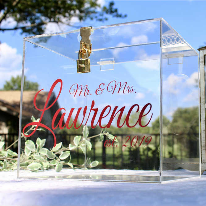 Lockable Personalized Acrylic Wedding Card Box Clear Perspex Wedding ...