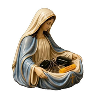 Statue de la Vierge Marie avec plateau de rangement, figurine de Notre-Dame peinte à la main, support à bijoux et clés religieux pour bureau, décoration catholique pour la maison