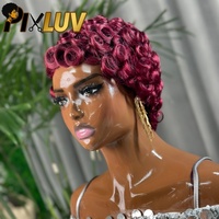 Perruque en cheveux humains coupe pixie en gros, cheveux vietnamiens bruts, perruque courte bouclée en cheveux humains, perruques sans colle, cheveux bruts alignés sur les cuticules