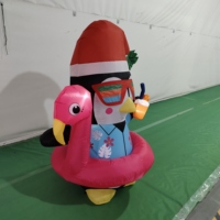 Pinguins de Noël hawaïens gonflables de 1,5 m avec lumières LED – Décoration de Noël illuminée