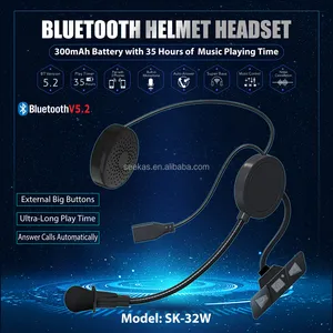 Bluetooth-гарнитура для мотоциклетного шлема, беспроводная гарнитура с микрофоном, автоматический ответ на вызов, 35 часов воспроизведения музыки, V5.2