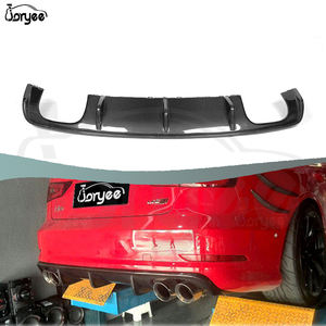 Joryee Diffuseur de pare-chocs arrière en fibre de carbone Kit de carrosserie Spoiler d'échappement Pièces détachées pour <span class=keywords><strong>Audi</strong></span> <span class=keywords><strong>A3</strong></span> S3 Sedan Only 2014-2024 Tuning Accessory - Product Image 1