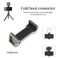 Clip universel flexible en alliage d'aluminium pour smartphone, pince de téléphone à largeur réglable, adaptateur de montage sur trépied avec trous de vis 1/4 pour bureau et lit