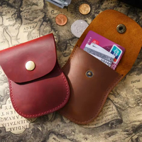 Dompet Koin Kulit Crazy Horse Custom Terlaris, Tempat Kartu Unisex Vintage, Tempat Uang Tunai Grosir