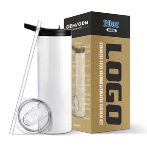 20OZ Straight Sublimatable Duo Skinny Tumbler with 2 Lids Wholesale Double Wall Stainless Steel Blanks Vacuum Travel Mugs Cup