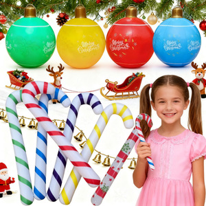 Bastón de caramelo navideño inflable de PVC de 60 cm, decoraciones navideñas para exteriores, para decoración de fiestas infantiles - Product Image 1