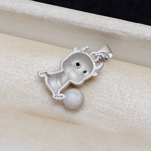 Pendentif en argent S925, tête de femme, plateau vide pour perles de 7 à 9 mm, accessoires de bijouterie DIY, semi-fini, 3959 - pour la fabrication de bijoux du zodiaque - Product Image 1