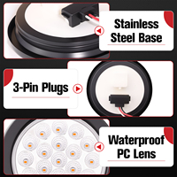 Feux arrière de remorque ronds à LED ambre de 4 pouces, 19 LED, feux de freinage, de stop et de clignotants avec œillets, étanches IP67, câbles à 3 broches