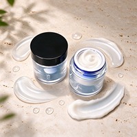 Pot à crème vide en verre transparent à double paroi rechargeable 50g avec couvercle blanc, récipient rechargeable pour hydratant visage, soin de la peau de luxe