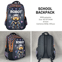Nouveau Sac à Dos Trolley Robot Dessin Animé pour Étudiants 2026, Grande Capacité, Doublure PVC Polyester, Fermeture Éclair 4 Couches, 18 Pouces