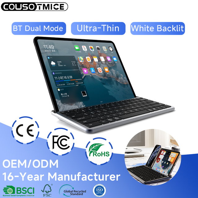 78 Keys Ultra Thin Wireless Keyboard with Phone/Pad Holder Ultra Slim Mini Portable Wireless Keyboard for MAC Laptop Tablet