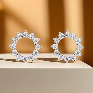 Promotion Plaqué Rhodium Dent De <span class=keywords><strong>Scie</strong></span> Flocon De Neige Déclarations 925 En Argent <span class=keywords><strong>Sterling</strong></span> Cercle Moissanite Boucles D'oreilles Pour Les Femmes Unisexe - Product Image 6