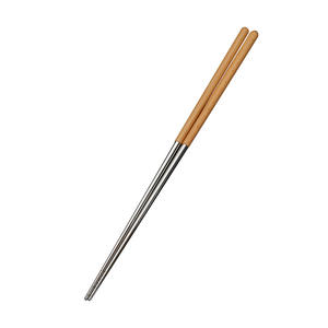 C002 A1 3 Baguettes de service en bois de hêtre pour friture, 40 cm, avec manche allongé en acier inoxydable, résistantes aux hautes températures, pour servir les nouilles - Product Image 2