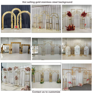 LEDA Stainless Steel Wedding <b>Backdrop</b> <b>Stand</b> Gold Arch <b>Backdrop</b> For Wedding Event Party Stage Decor - Product Image 3
