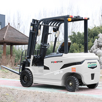 Truk Forklift Listrik 4 Roda Powston Kapasitas 3,5 Ton Bertenaga Baterai Mesin Pengangkat Material ISO CE