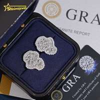 Boucles d'oreilles clous en moissanite 925 de grande taille 23,4 mm, style rappeur, serties de diamants, certifiées GRA, testées au diamant testeur