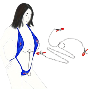 Venta al por mayor SM Bondage mujer ajustable de tres cabezas CADENA DE Metal pinzas para pezones pinzas para el pecho - Product Image 1