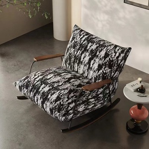 Chaises d'hôtel de luxe à <span class=keywords><strong>bascule</strong></span> fauteuils design nordiques en velours chaises d'appoint noires et blanches - Product Image 4