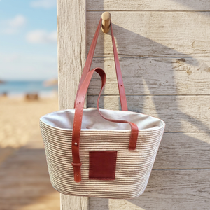 Natural Baskets Handmade Raffia Basket Two Handles Minimalist Design Open Top Home Decoration Straw Lining Advertising Chinese - Product Image 6