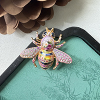 Broche Abeille Style Porcelaine Bleue et Blanche, Épingle de Revers Rétro en Émail et Strass, Insecte Classique Chinois, Broche Florale Abeille