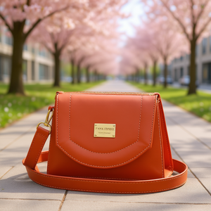 Bolso Bandolera Fana para Mujer, Cuero Genuino, Cierre de Cremallera, Color Jengibre, Uso Diario, Primavera/Invierno - Product Image 2