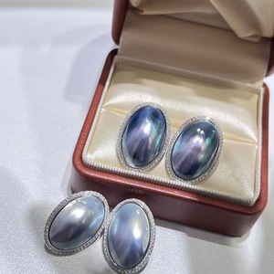 Pendientes Ovalados de Perla Mabe de Agua Salada, Plata S925, 16x23mm, Grado AAA, Engaste de Bisel, Joyería Clásica para Mujer, Ideal para Fiestas - Product Image 4