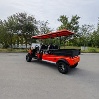 Chariot utilitaire électrique avec caisse de chargement fermée, 4 places, panier avant pour le transport d'outils en entrepôt