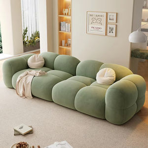 Divano Moderno Scandinavo Crema Arredo Casa Divano da Soggiorno Divano Letto in Tessuto Personalizzato - Product Image 1