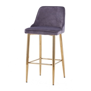 Usine en Chine Remise Design moderne Meubles de bar de luxe Tissu à pieds dorés <span class=keywords><strong>Chaise</strong></span> de bar haute rembourrée - Product Image 3