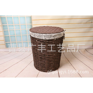 <b>Wicker</b> <b>Laundry</b> <b>Baskets</b> Round Covered Clothing Organizer For <b>Laundry</b> Room Standing Type GF 35 Cao County Shandong - Product Image 2