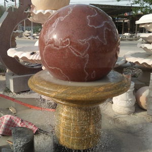 D & Z Décoration extérieure Coucher de soleil Statue en marbre rouge Boule flottante en marbre Fontaine d'eau - Product Image 2