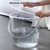 Seau pliable en mélamine transparente 10L avec couvercle, portable, luxe léger, épaissi, moderne, NOWJOY, pour le stockage d'eau domestique