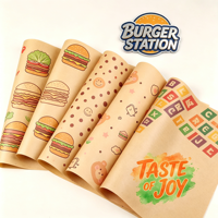 Papier d'emballage alimentaire personnalisé avec logo, résistant à la graisse, pour hamburgers, frites et restauration rapide