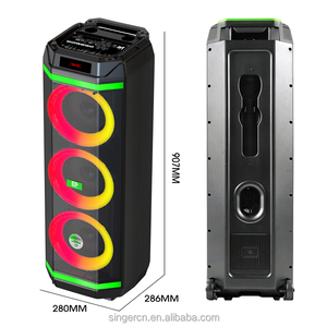 DIPAOER DP-2889 Triple <strong>8</strong>" Stereo Woofer Karaoke Speaker 2 Microphones RGB Light HIFI Bass Wireless Outdoor Computer Mobile Phone - Product Image 4