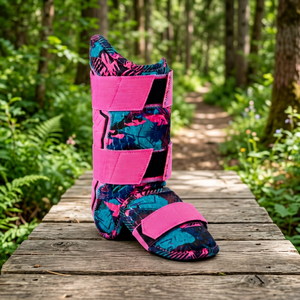 Protector de piernas con estampado tropical rosa, con cierre de gancho y bucle, ligero, ajuste universal, protección para todas las estaciones - Product Image 3