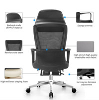 Fauteuil de bureau ergonomique pivotant moderne à dossier haut entièrement en maille avec support lombaire, appui-tête, repose-pieds et vérin à gaz en plastique (3 positions) - Vente en gros